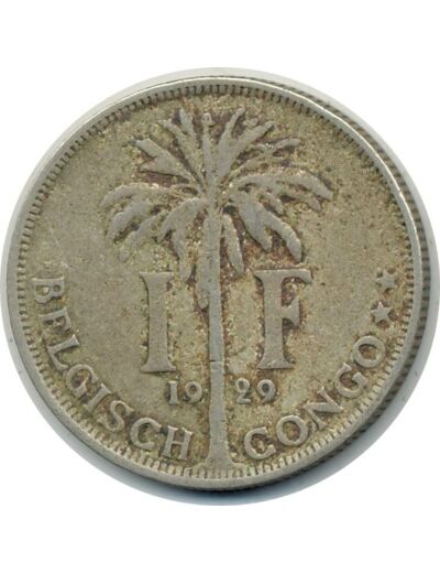 CONGO BELGE 1 FRANC 1929 TB+ (W19)