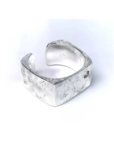 Bague Large Ajustable Argent Gravé Design