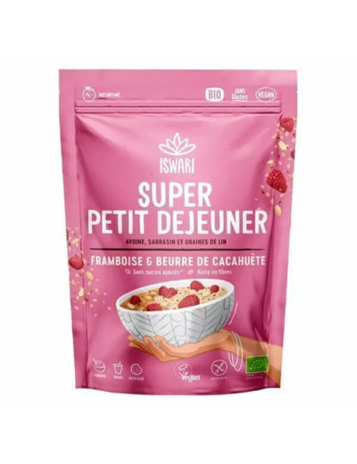 Super Petit Déjeuner Framboise, Beurre de Cacahuète-360g-Iswari