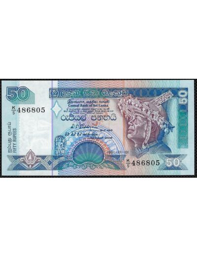 SRI LANKA 50 RUPEES 01-01-1991 Série K5 NEUF (W104)