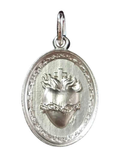 Coeur Sacré 19mm en Argent 925 - Sacré Coeur de Jésus