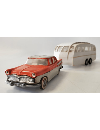 SIMCA CHAMBORD ORANGE et GRIS CARAVANE HENON NOREV PLASTIQUE 1/43 (N5)