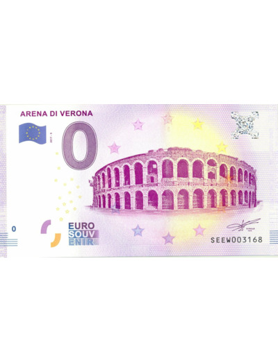 ITALIE 2017-5 ARENA DI VERONA  BILLET SOUVENIR 0 EURO TOURISTIQUE NEUF