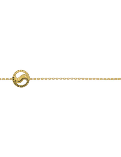 Bracelet en Plaqué Or - YIN YANG 12MM