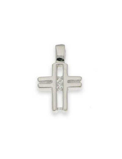 Croix ajourée 1,5cm en argent 925 strass central
