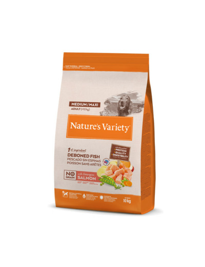 Nature's Variety, NO GRAIN ADULT MED/MAXI SAUMON - 10KG