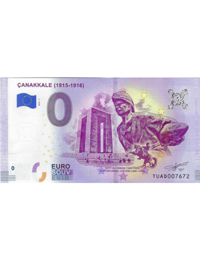 TURQUIE 2019-1 CANAKKALE BILLET SOUVENIR 0 EURO TOURISTIQUE NEUF