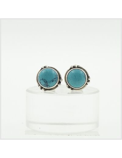 Puces Turquoise en argent massif