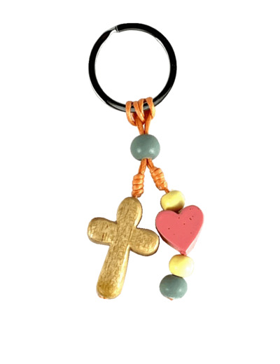Porte Clé Croix et Coeur  Longueur totale 10cm