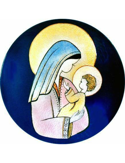 Vierge et enfant D15,7cm - EMAUX DU LIBAN