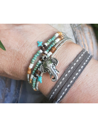 BRACELET MULTIRANGS ELEPHAS INDIA