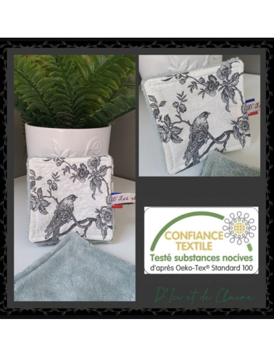 10 Lingettes de Toilette motif Toile de Jouy