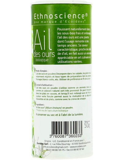 Ail des ours poudre 50g Ethnoscience