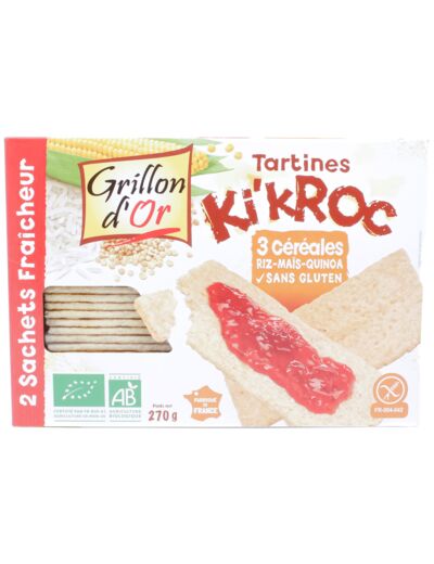 Tartines Ki'Kroc 3 céréales Sans Gluten Bio 270g