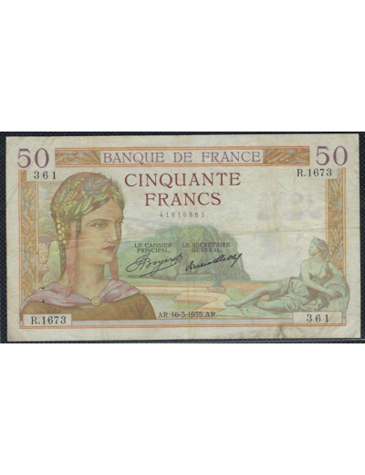 FRANCE 50 FRANCS CERES 16-5-1935 R.1673 TB+