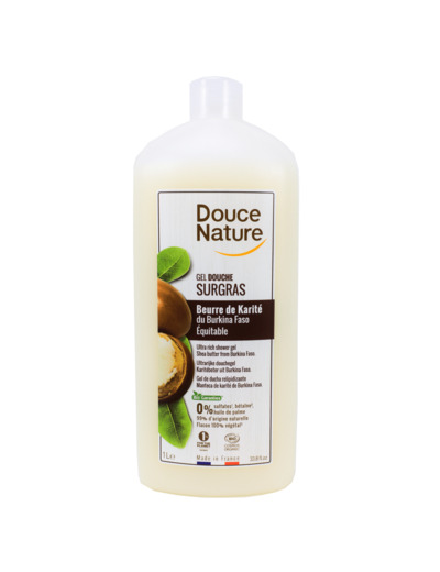 Gel Douche Surgras au Beurre de Karité Ecocert Bio 1L