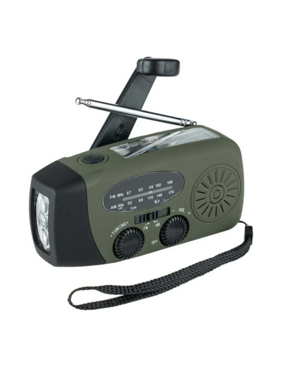 Radio solaire d'urgence avec dynamo et lampe LED - Survie portable