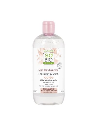 Eau Micellaire lactée Mon lait d'ânesse 500ml