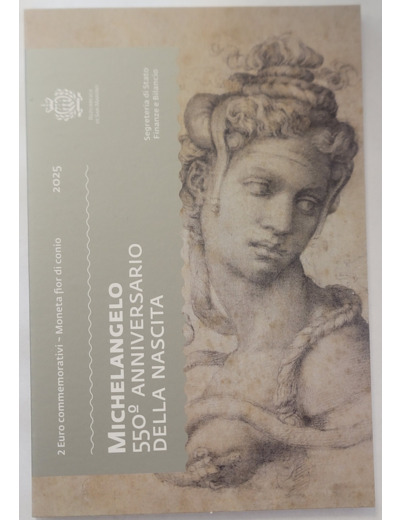 SAINT MARIN 2025 2 EURO COMMEMORATIVE MICHELANGELO BU