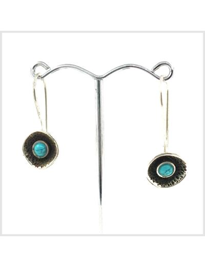 Boucles d'oreilles Turquoise et Argent Massif