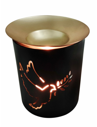 Encensoir/Diffuseur à Huiles Métal noir/Laiton Ht 11cm - Colombe