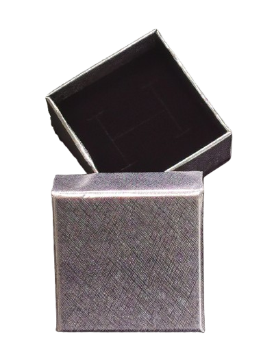 Boîte à bijoux cartonnée 5X5X Hauteur fermée 3cm Argentée
