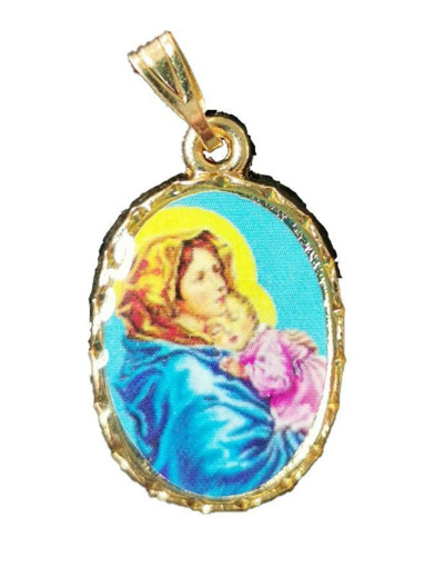 Médaille 20mm en Métal Doré avec Résine  - VIERGE DE FERRUZZI