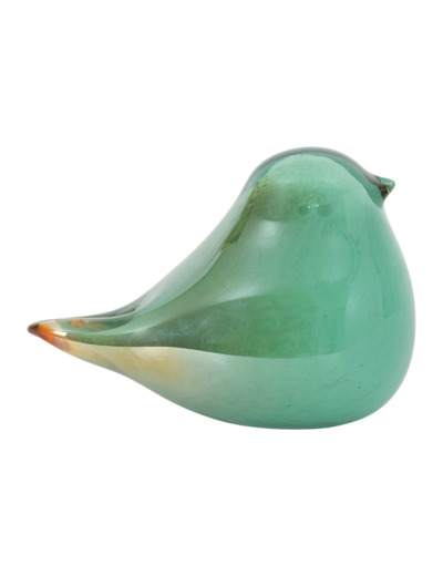 Presse papier oiseau verre vert 13x8x9cm