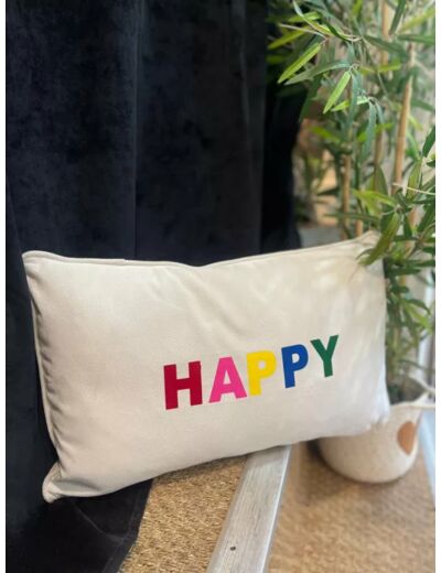 Coussin " HAPPY" multicolore - Toiles Chics