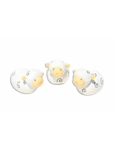 3 moutons en bois tourné 3cm + boite
