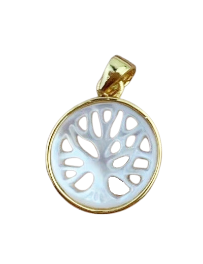 Pendentif en Nacre 13mm - ARBRE DE VIE