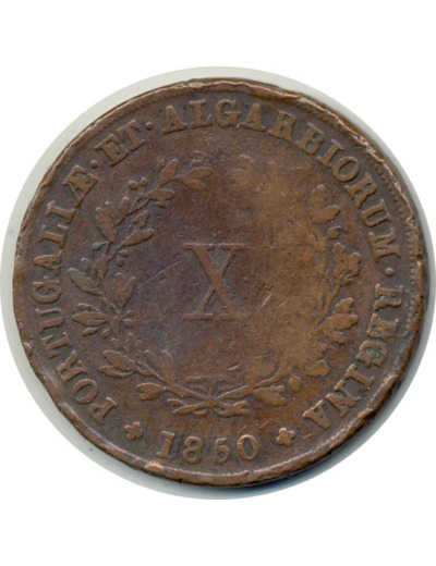 PORTUGAL 10 REIS MARIA II 1850 TB (W481)