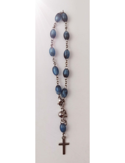 Dizainier Perles Acrylique Sur Chaine en Acier - BLEU