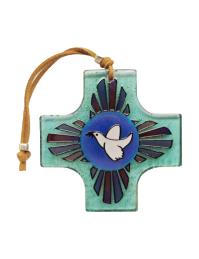 Croix en verre 8x8cm- COLOMBE-RAYONS