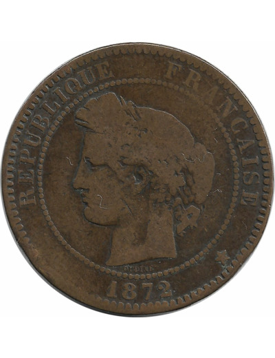 FRANCE 10 CENTIMES CERES 1872 K B+