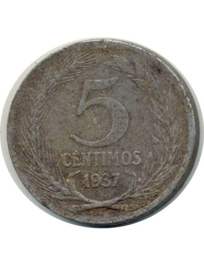 ESPAGNE REPUBLIC 5 CENTIMOS 1937 TB+ (W752)