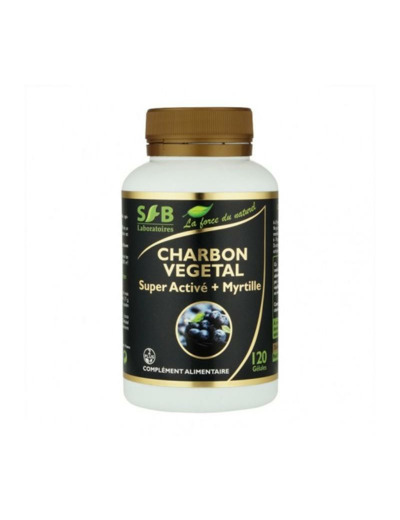 Charbon végétal super activé + myrtille-120 gélules-Sfb