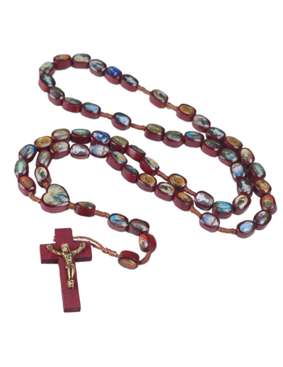 Chapelet en Bois Oval sur Corde - 25 APPARITIONS MARIALES MONDE