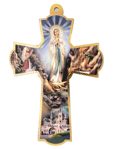 Croix en Bois 10x15cm - ND LOURDES