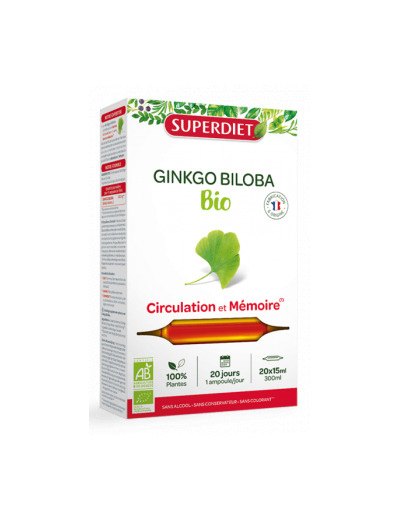 Ginkgo Biloba Bio 20 ampoules de 15ml