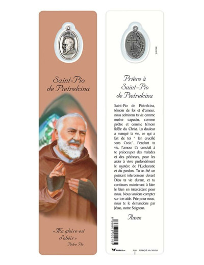 Signet plastifié avec médaille PADRE PIO