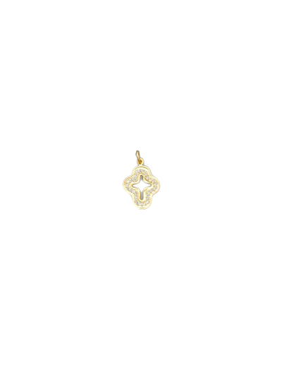 Médaille strass forme CROIX argent 925 Plaqué Or 2,8cm- Croix ajourée