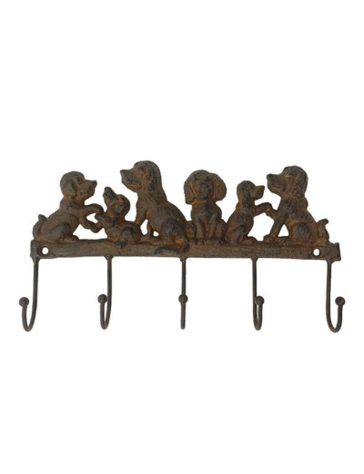 Patères chiens fonte marron 22x3x12cm