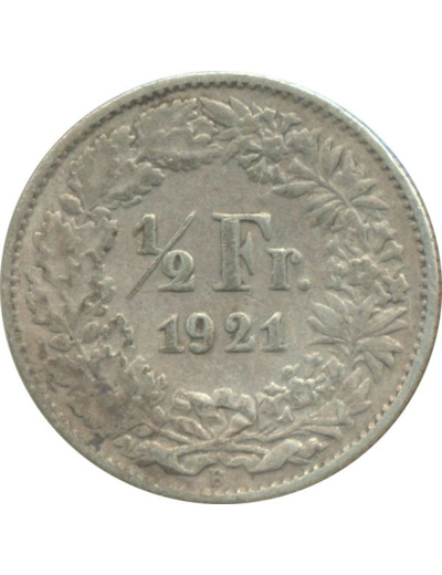 SUISSE 1/2 FRANC 1921 B TTB N1