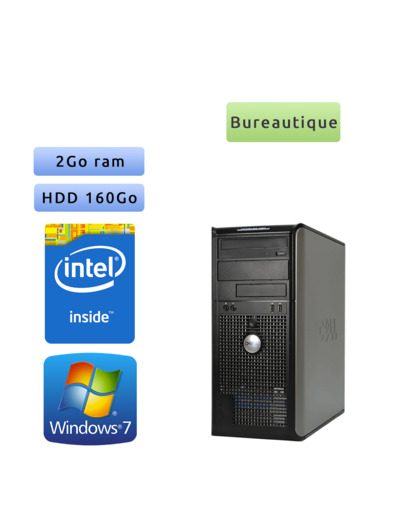 Dell Optiplex 780 - Windows 7 - CD 2GB 160GB - Ordinateur Tour Bureautique PC