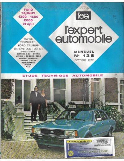 EXPERT AUTOMOBILE FORD TAUNUS 1300 1600 2000 N°136 OCTOBRE 1977