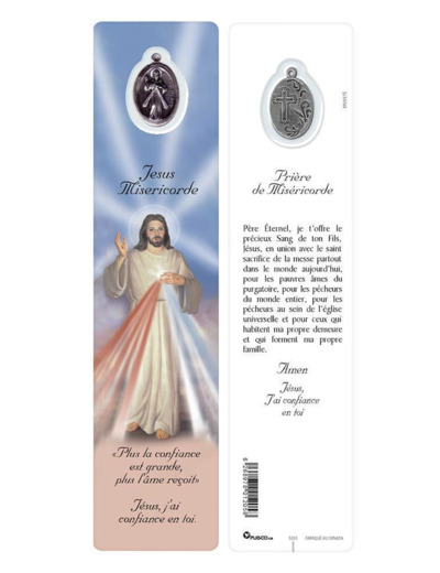 Signet plastifié avec médaille JESUS-MISERICORDE