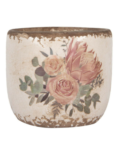 Pot de fleurs céramique roses anciennes 11x10cm
