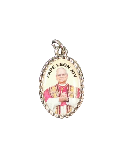 Médaille 22mm Résine en Métal Argenté - Pape Léon XIV