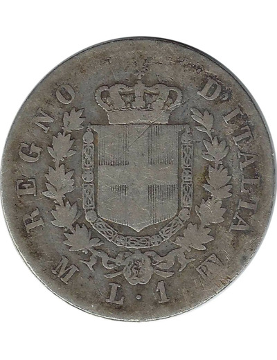 ITALIE 1 LIRA 1863 MBN TB N1